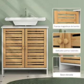 Mueble bajo lavabo 60x30x60 cm blanco y natural