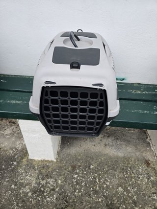 Transportín perro mediano gris y blanco