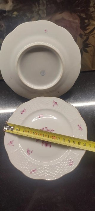 Juego de 5 Platos Herend Porcelana Blanco Flores