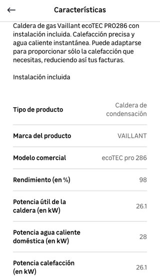 Caldera Vaillant ecoTEC pro gas natural
