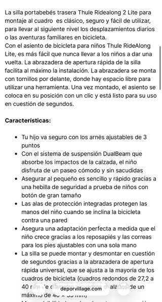 Silla bici Thule infantil