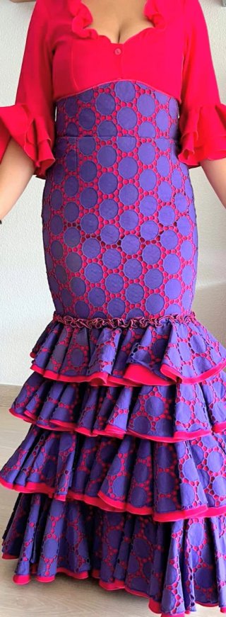 Conjunto Flamenco Morado y fucsia