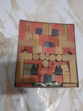 Juego Bloques Madera Antiguo Construcción