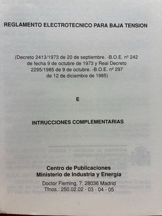 Reglamento electrotècnico de baja tensión RBT