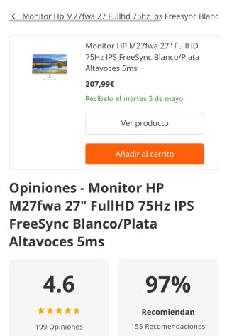 Monitor Blanco HP M27fwa