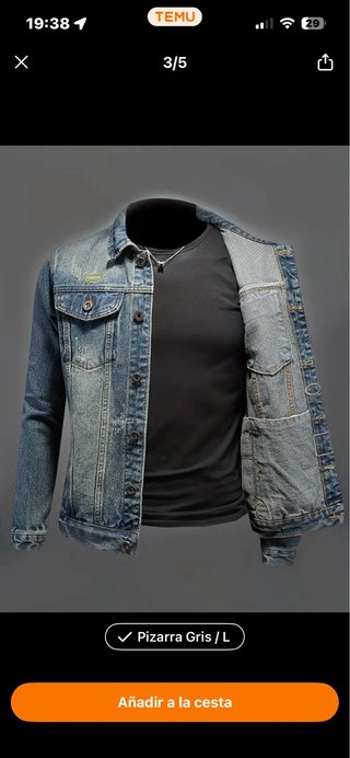 Chaqueta tejana desgastada azul/gris Talla L