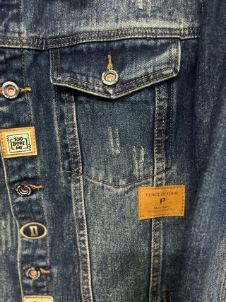 Chaqueta tejana desgastada azul/gris Talla L