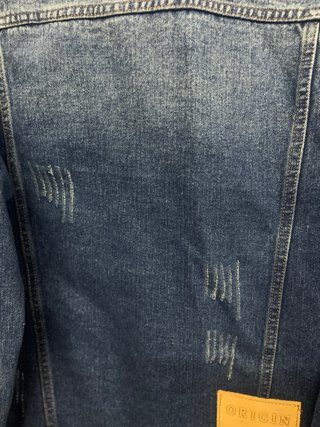 Chaqueta tejana desgastada azul/gris Talla L