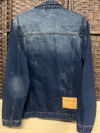 Chaqueta tejana desgastada azul/gris Talla L