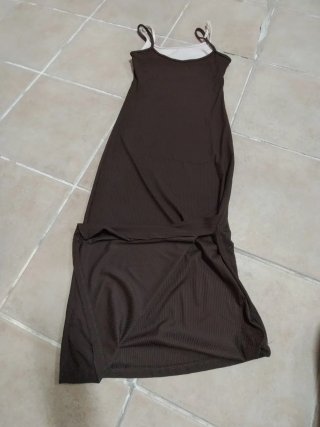 Abito Midi Marrone Costine Made in Italy