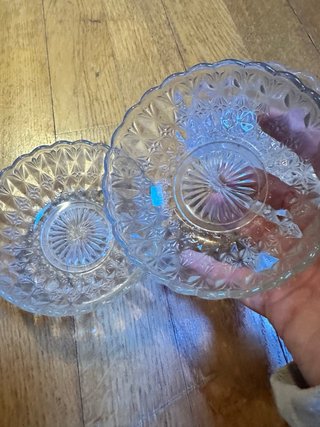3 cuencos de cristal tallado