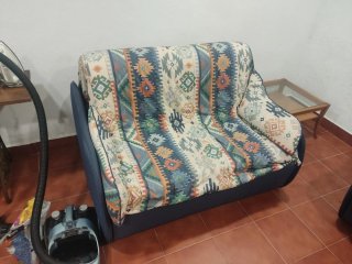 Sofá Cama Azul y Multicolor