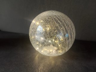 Lampada sfera in vetro crepato con luci LED