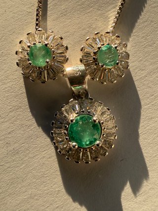 !! SET ESMERALDAS PLATA 925 BRILLO ESTRELLA !!