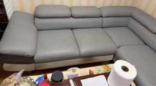 Sofá modular de cuero gris