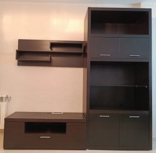 Mueble salón modular madera color wengue