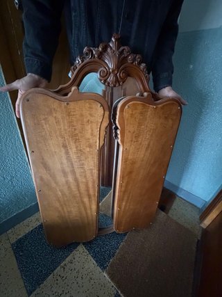 Espejo Triptico Clásico Antiguo Madera