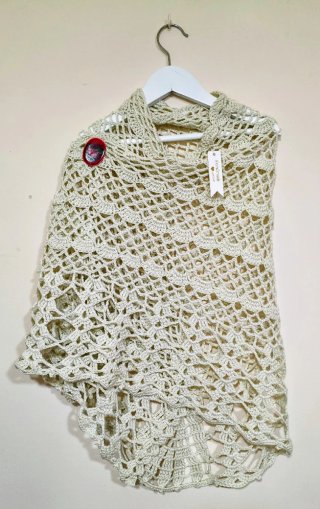 Chal de crochet de algodón beige