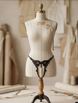 Tanga donna nero con perline