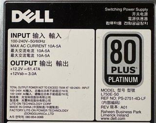 2 Fuentes de Alimentación Dell 750W 80 Plus