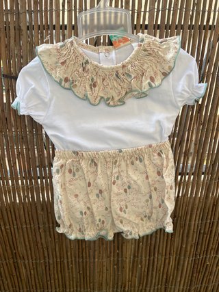 Conjunto niña: body y pololo estampado 6,12,18y24m