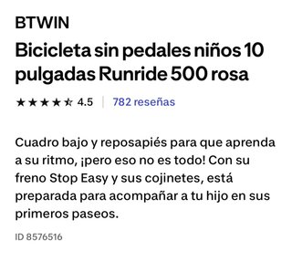 Bicicleta Niña 10 Rosa