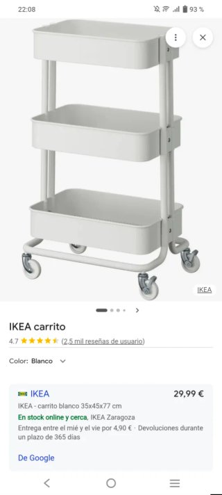 Carro organizador blanco con ruedas