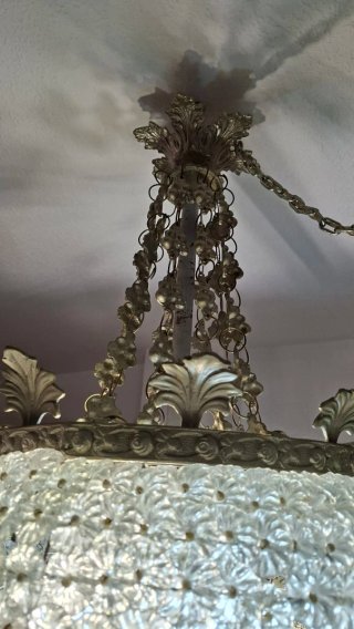 Lámpara Vintage Italiana Murano Cristal Metal