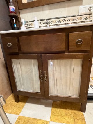 Mueble de baño lavabo + espejo madera