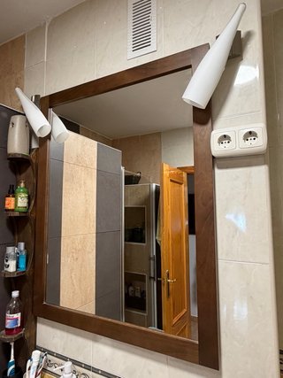 Mueble de baño lavabo + espejo madera