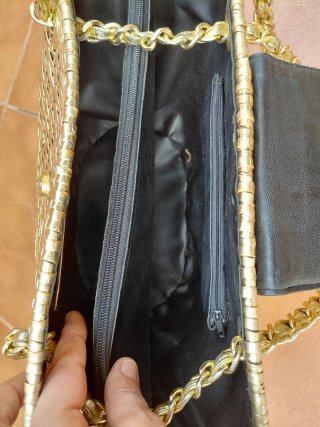 Bolso Capazo Dorado Trenzado Cadena
