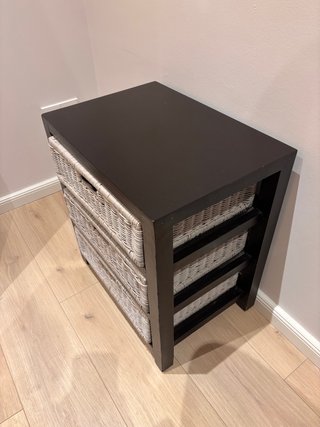 Mueble de almacenamiento 3 cestas mimbre negro