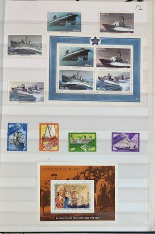 Sellos de barcos de distintos países.