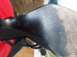 Décolleté in tessuto nero Tg. 39 tacco cm 8