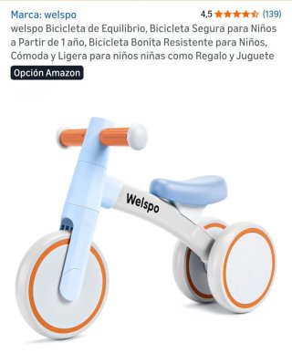 Bicicleta de equilibrio infantil Welspo