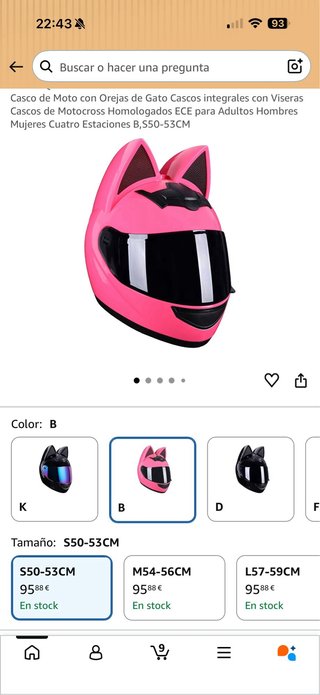 Casco de Moto Rosa con Orejas Sin usar Es Nuevo