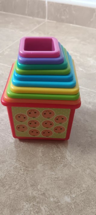 Puzle Camión Hormigonera  Madera y cubo apilable