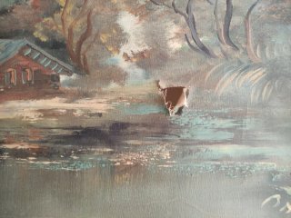 Antiguo cuadro al óleo paisaje Para restaurar