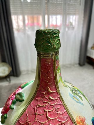 Botella Decorada a Mano Vintage