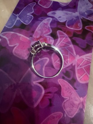 Anillo Morado con Circonitas Plateado