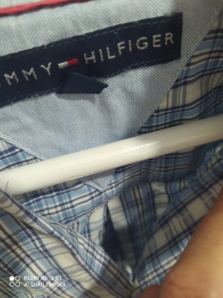 Camisa Tommy Hilfiger cuadros azul y blanco
