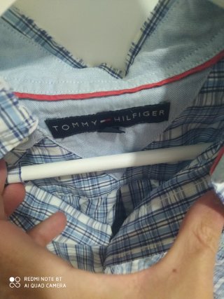 Camisa Tommy Hilfiger cuadros azul y blanco