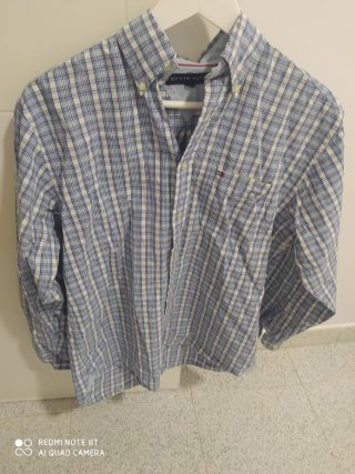 Camisa Tommy Hilfiger cuadros azul y blanco