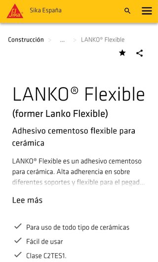 Adhesivo Lanko Flexible Sika C2TES1