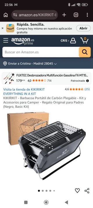 Barbacoa Plegable Portátil Negra