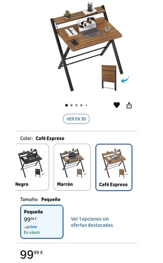 Mesa escritorio plegable madera y metal