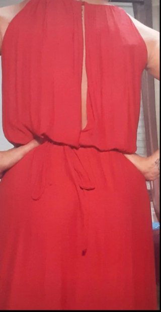 Vestido largo gasa Zara rojo