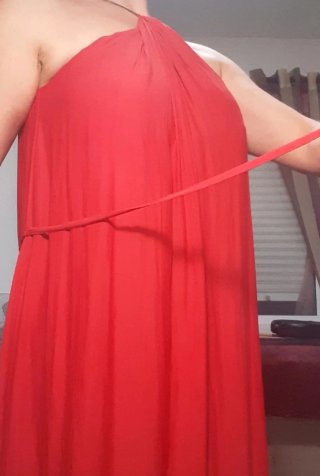 Vestido largo gasa Zara rojo