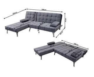 Sofá cama modular gris y negro