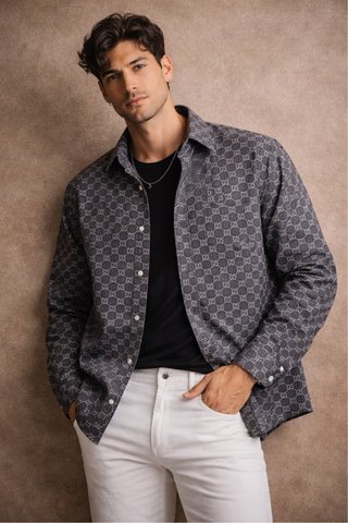 Sobrecamisa Gucci Reversible Gris Negra